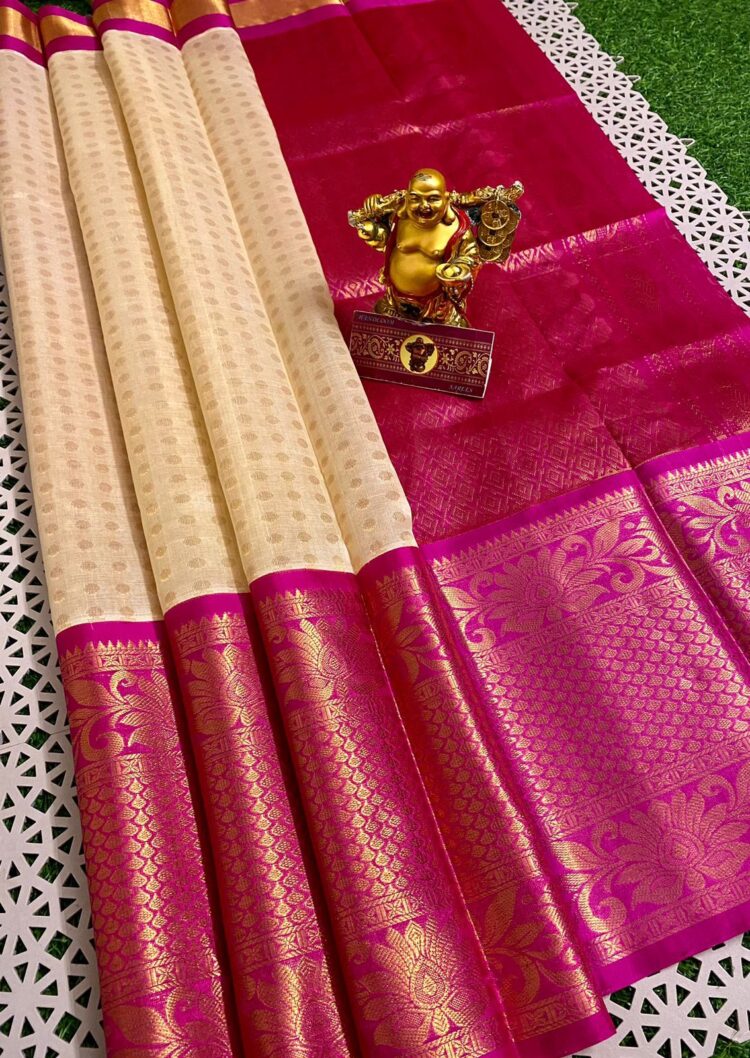 Pure Handloom Premium Kuppadam Pattu Sarees With All over Bridal Weaving Designs nd Handcrafted Contrast Kanchi Borders