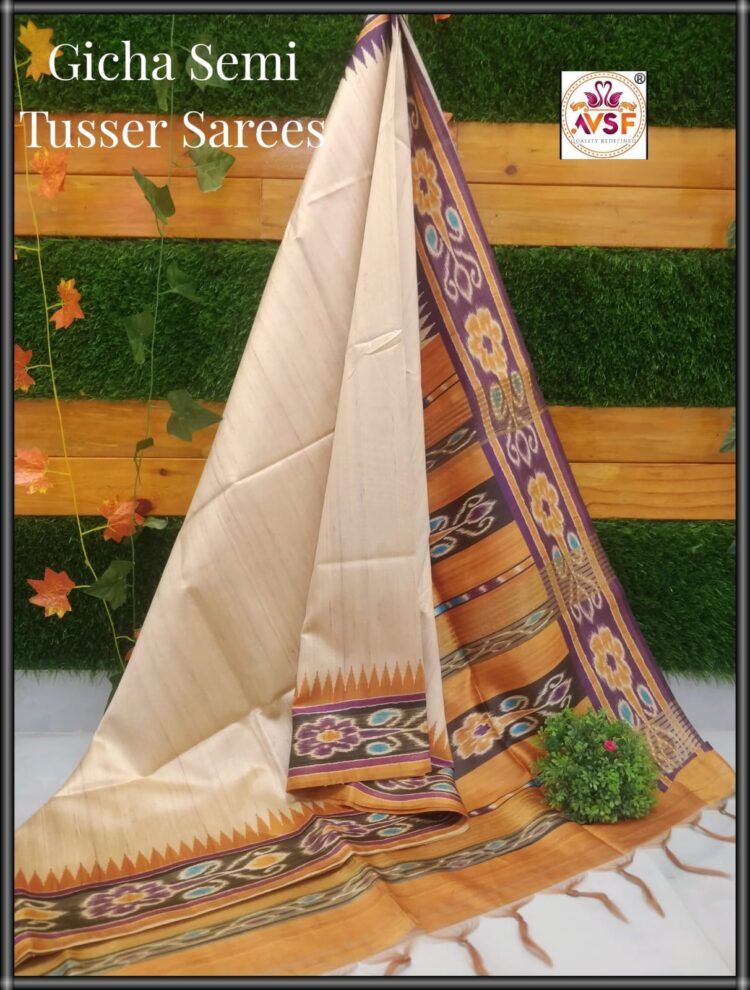 Fancy Semi Tussar Giccha sarees