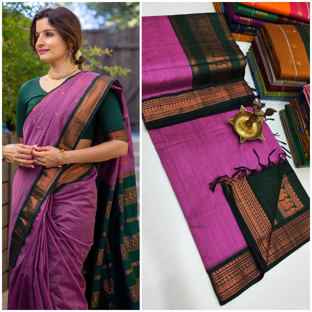 Traditional Kalyani Cotton Saree with Blouse | Freyas Fashions