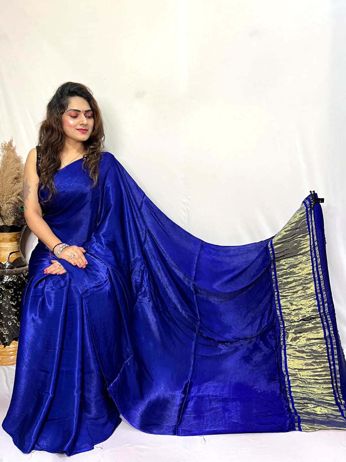Banarasi Cotton Silk Saree with Plain Skirt Border-Pastel Blue –  Banarasikargha